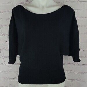 Sweaterworks Women's Medium Black Silk Blend Top W/ oversized cinch sleeves